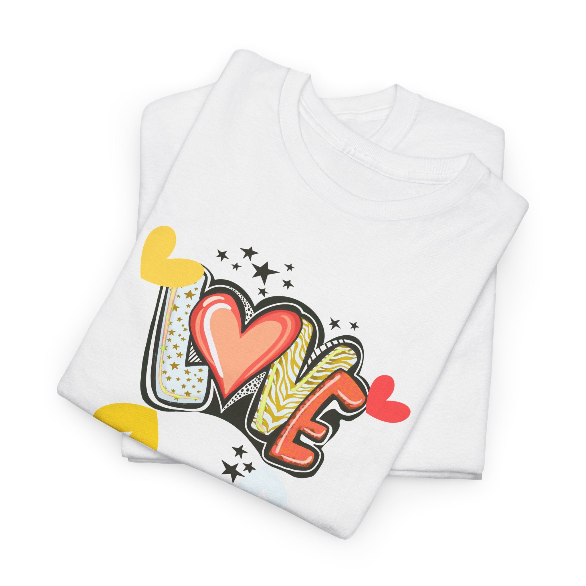Love Heart Graphic Tee — Retro Doodle "LOVE" Design