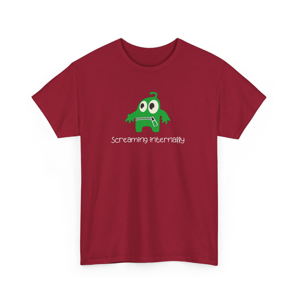 Screaming Internally Tee — Cute Green Monster Graphic Shirt