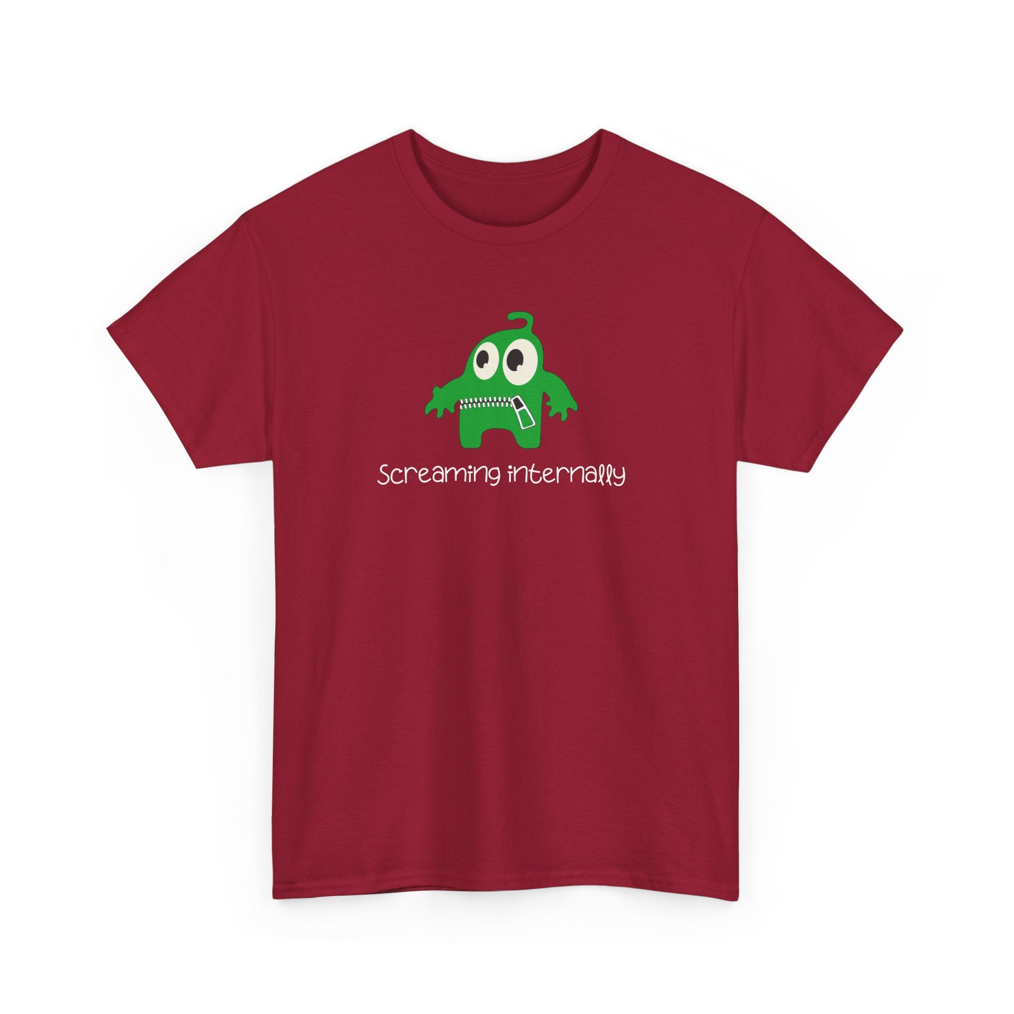 Screaming Internally Tee — Cute Green Monster Graphic Shirt