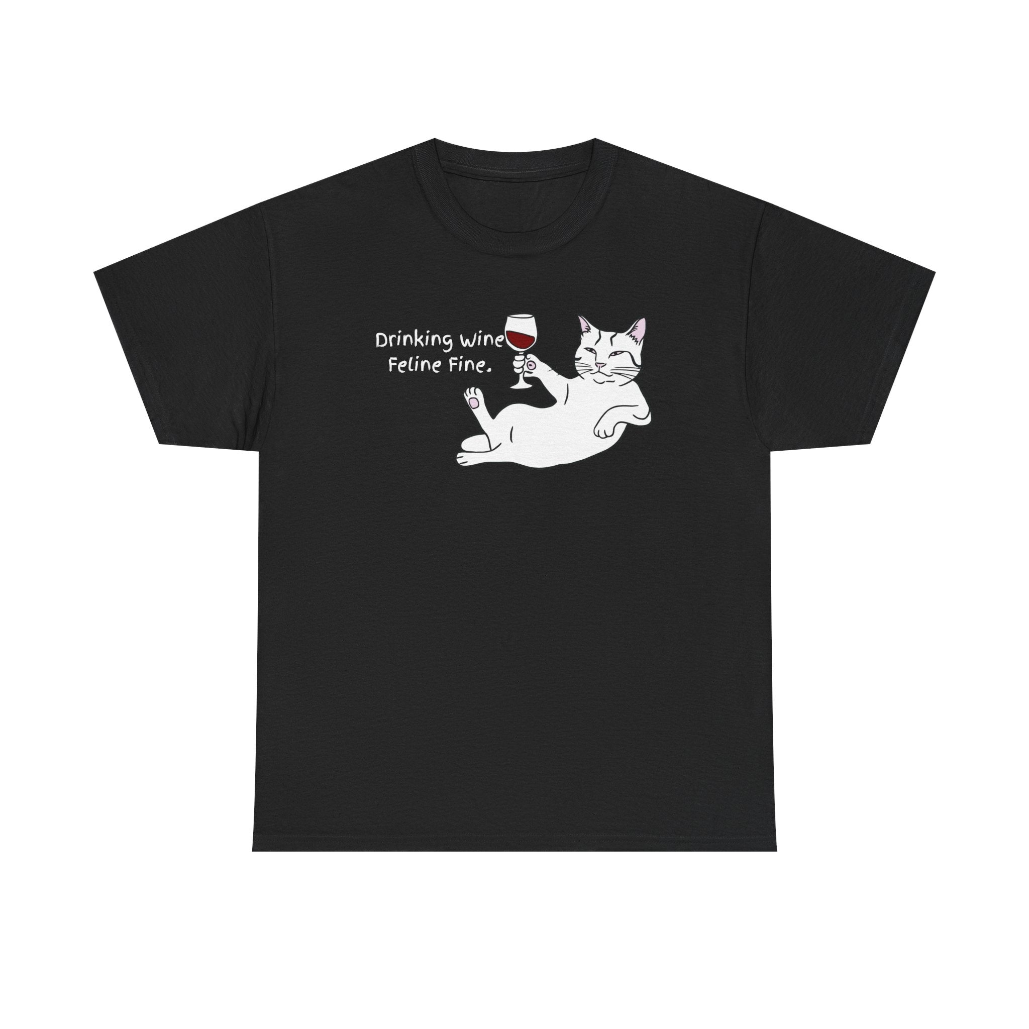 Drinking Wine, Feline Fine Cat Tee