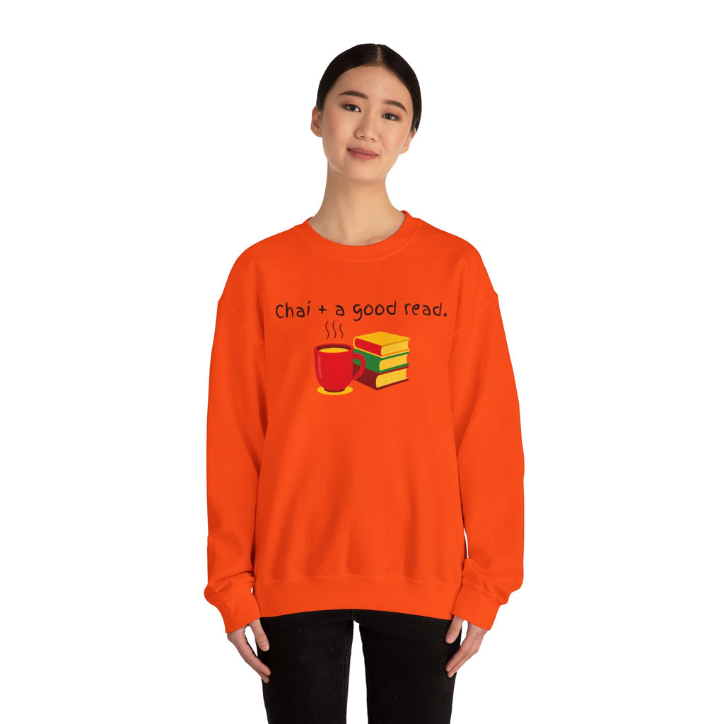 Cozy Reading Sweatshirt — "Chai + a Good Read" Crewneck