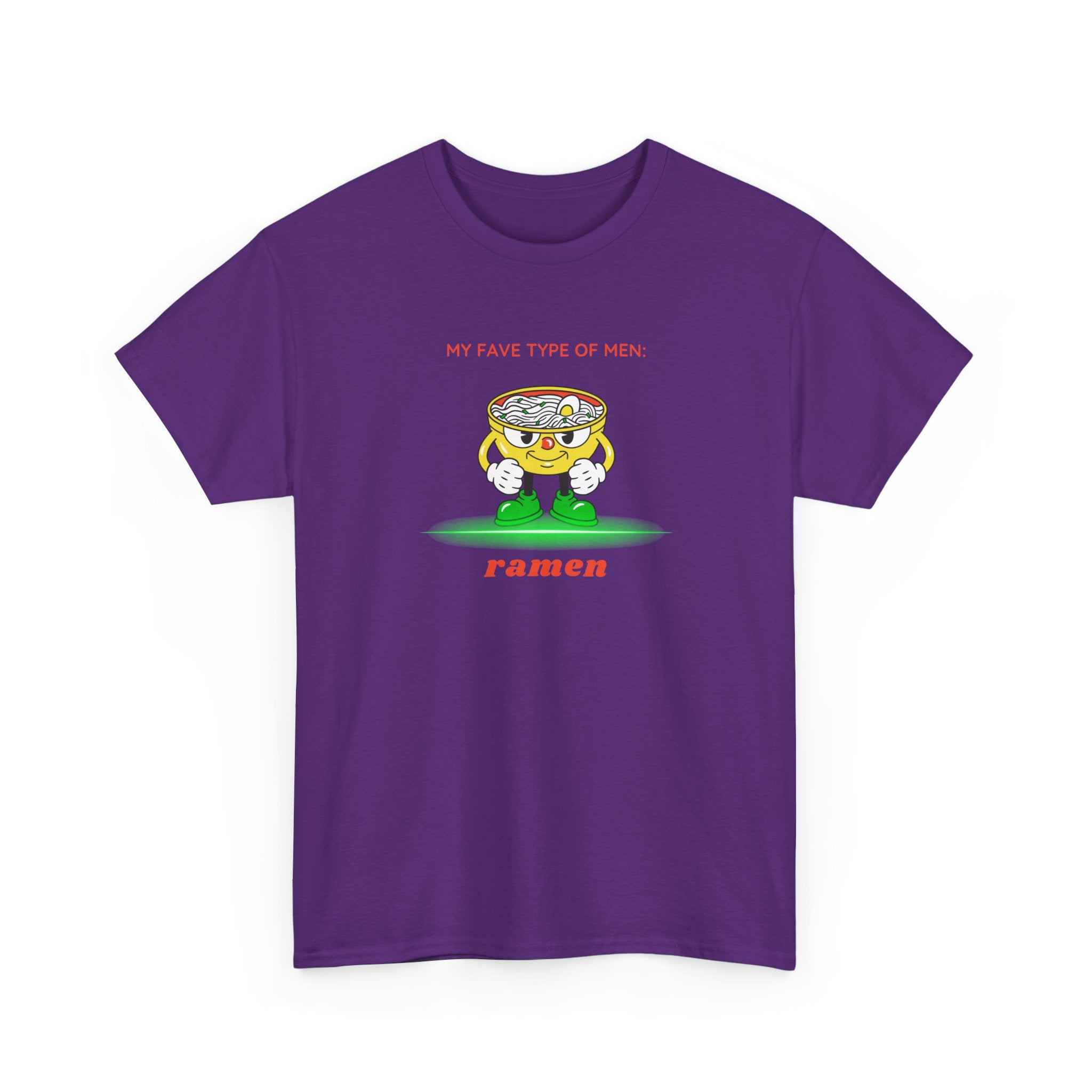 Ramen Bowl Cartoon Tee – "My Favorite Type of Men" Cute Kawaii Noodle Shirt