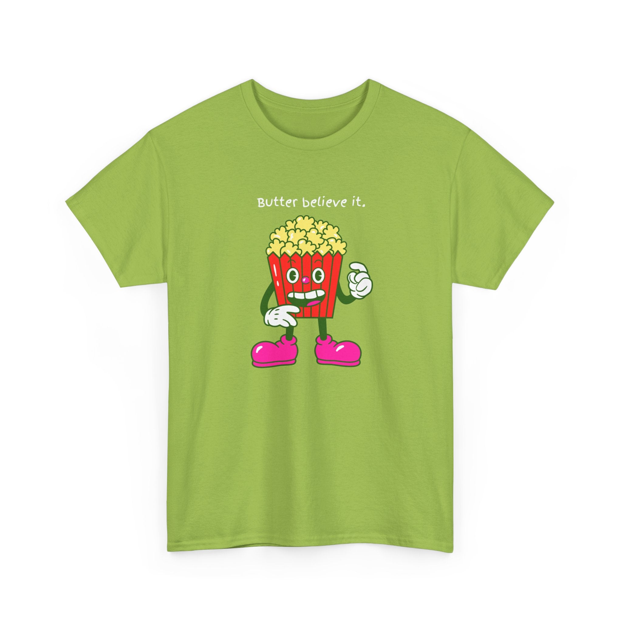 Butter Believe It Popcorn Tee — Cute Retro Snack Cartoon T-Shirt