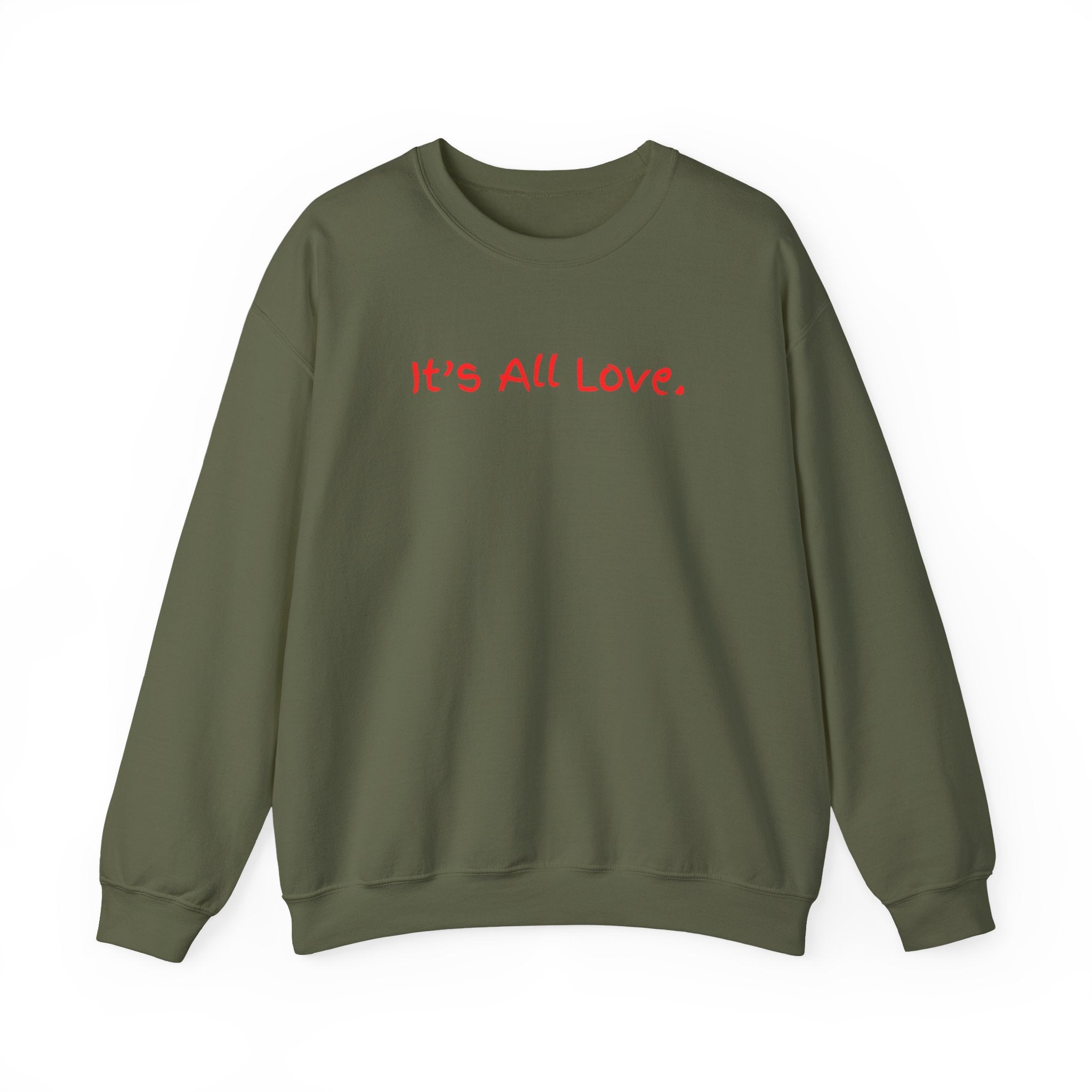 It's All Love Crewneck Sweatshirt — Casual Unisex Black Pullover