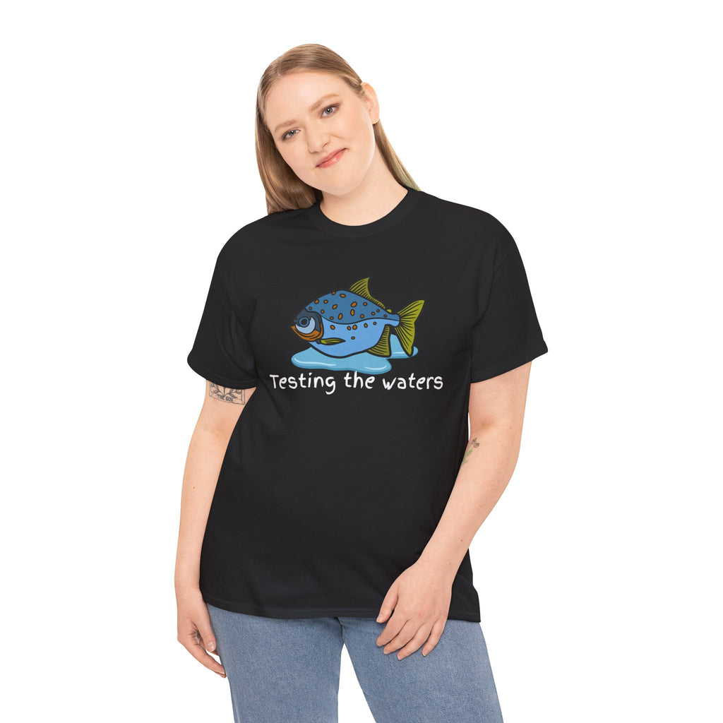Fishing T‑Shirt — 'Testing the Waters' Blue Fish Tee