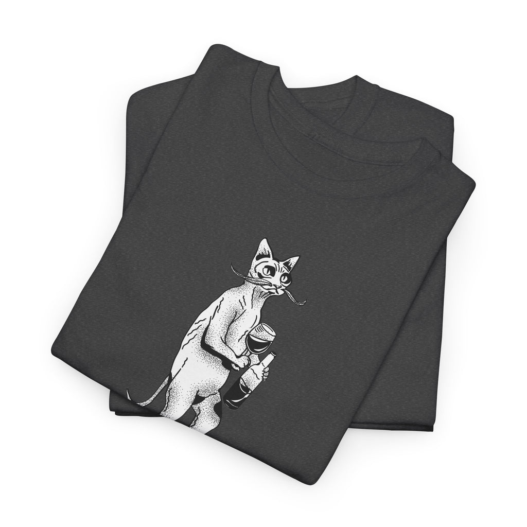 T-Shirt — 'Wine because adulting is so hard' Cat Wine Graphic Tee