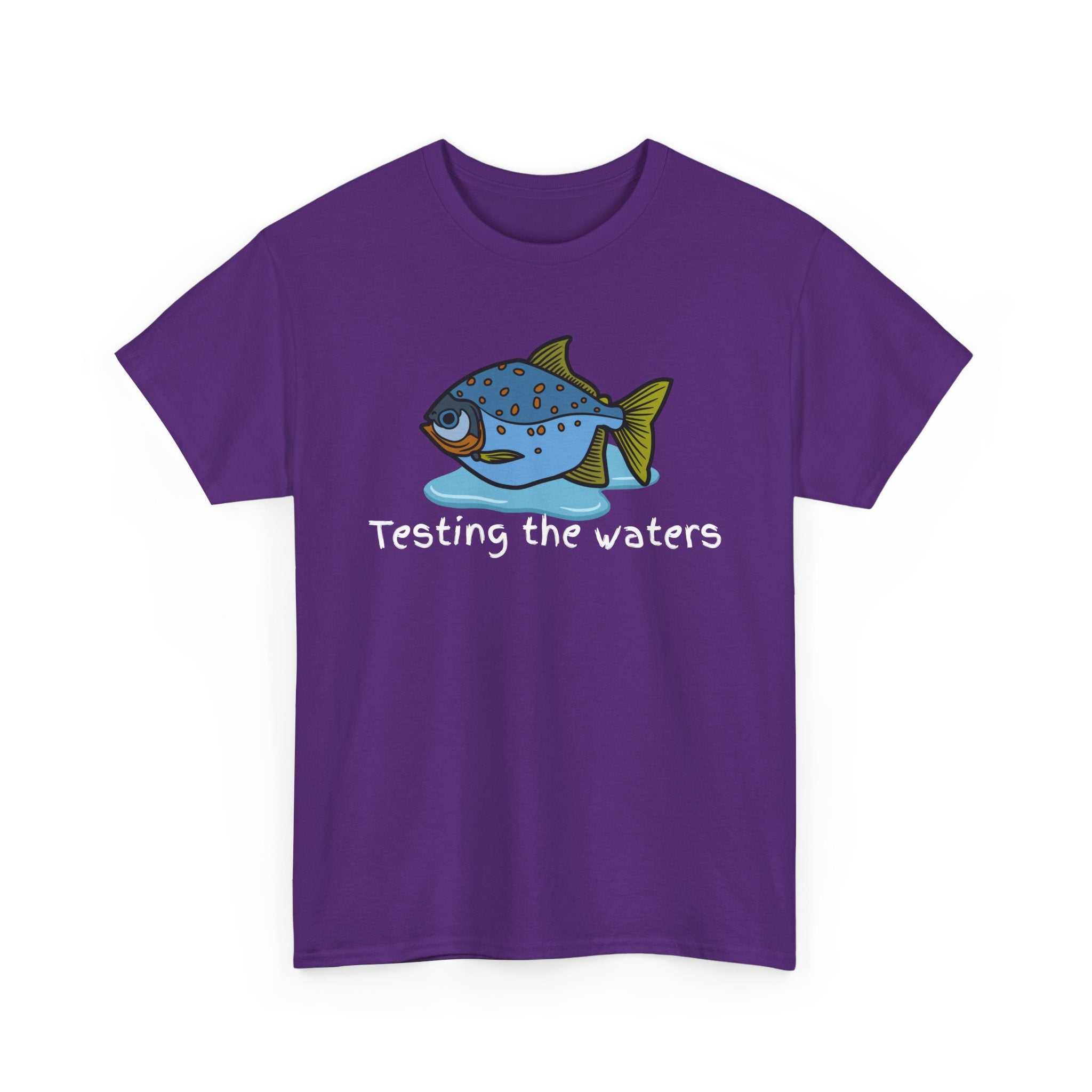 Fishing T‑Shirt — 'Testing the Waters' Blue Fish Tee