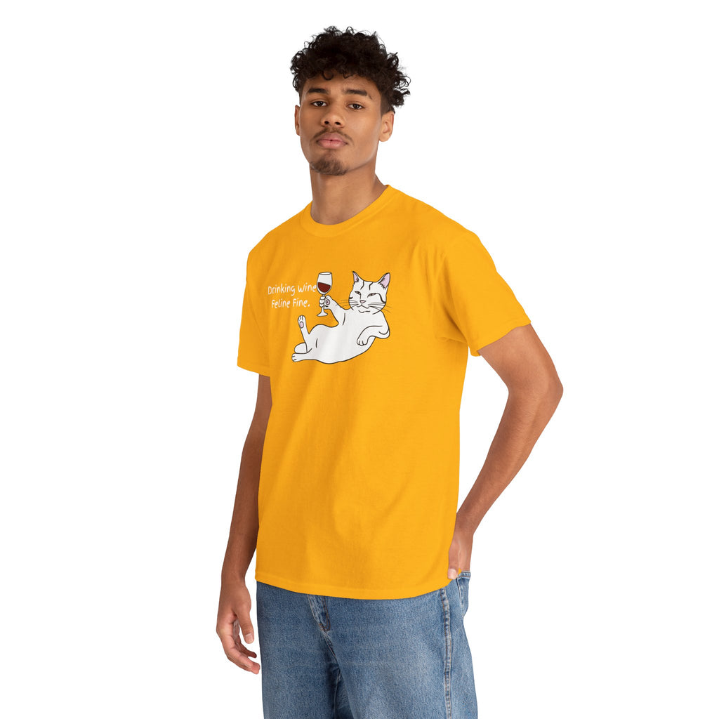 Drinking Wine, Feline Fine Cat Tee