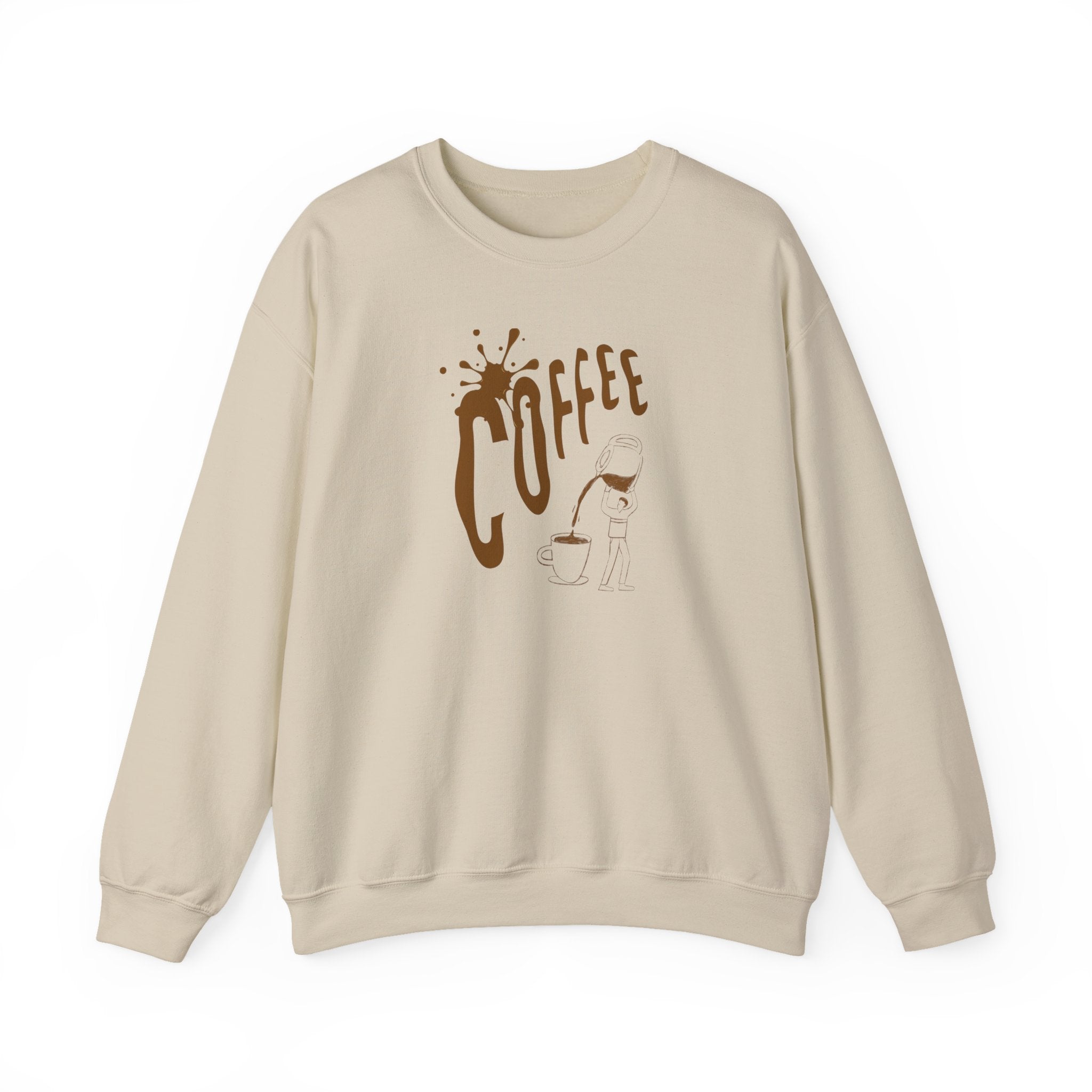 Coffee Lover Crewneck Sweatshirt — Retro Brown Coffee Graphic