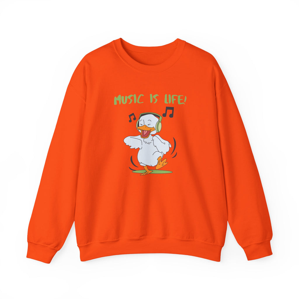 Music Is Life Duck Crewneck Sweatshirt – Cute DJ Duck Graphic Pullover