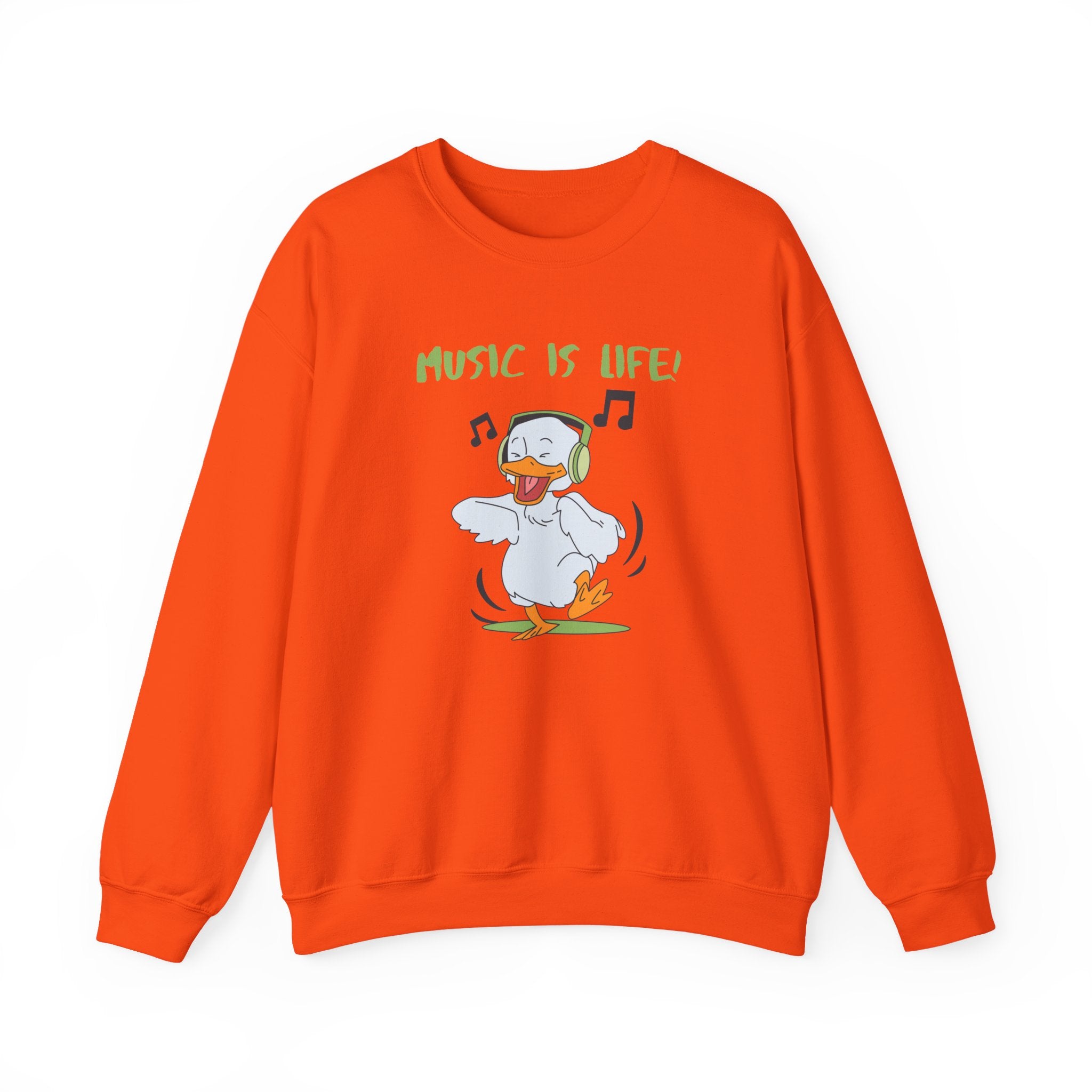 Music Is Life Duck Crewneck Sweatshirt – Cute DJ Duck Graphic Pullover