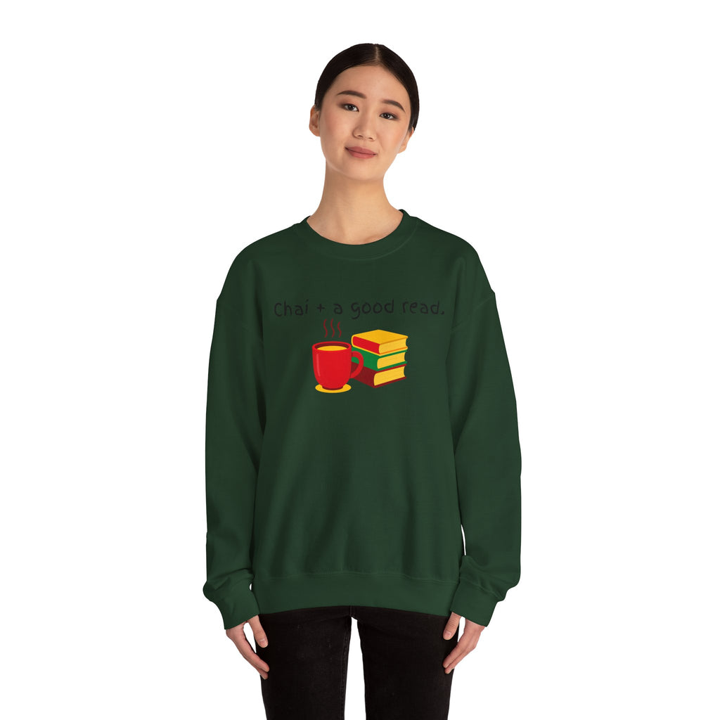 Cozy Reading Sweatshirt — "Chai + a Good Read" Crewneck
