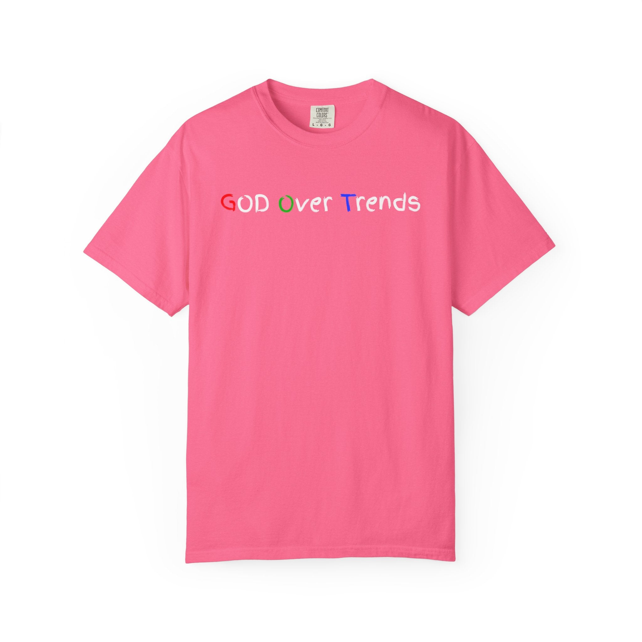 God Over Trends Tee — Retro Colorful Graphic T‑Shirt
