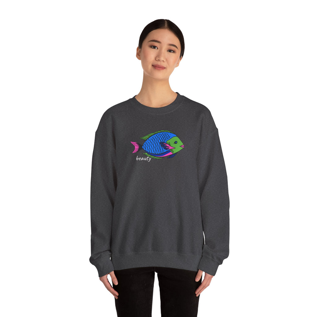 Fish Graphic Sweatshirt — Neon Tropical Fish 'beauty' Crewneck