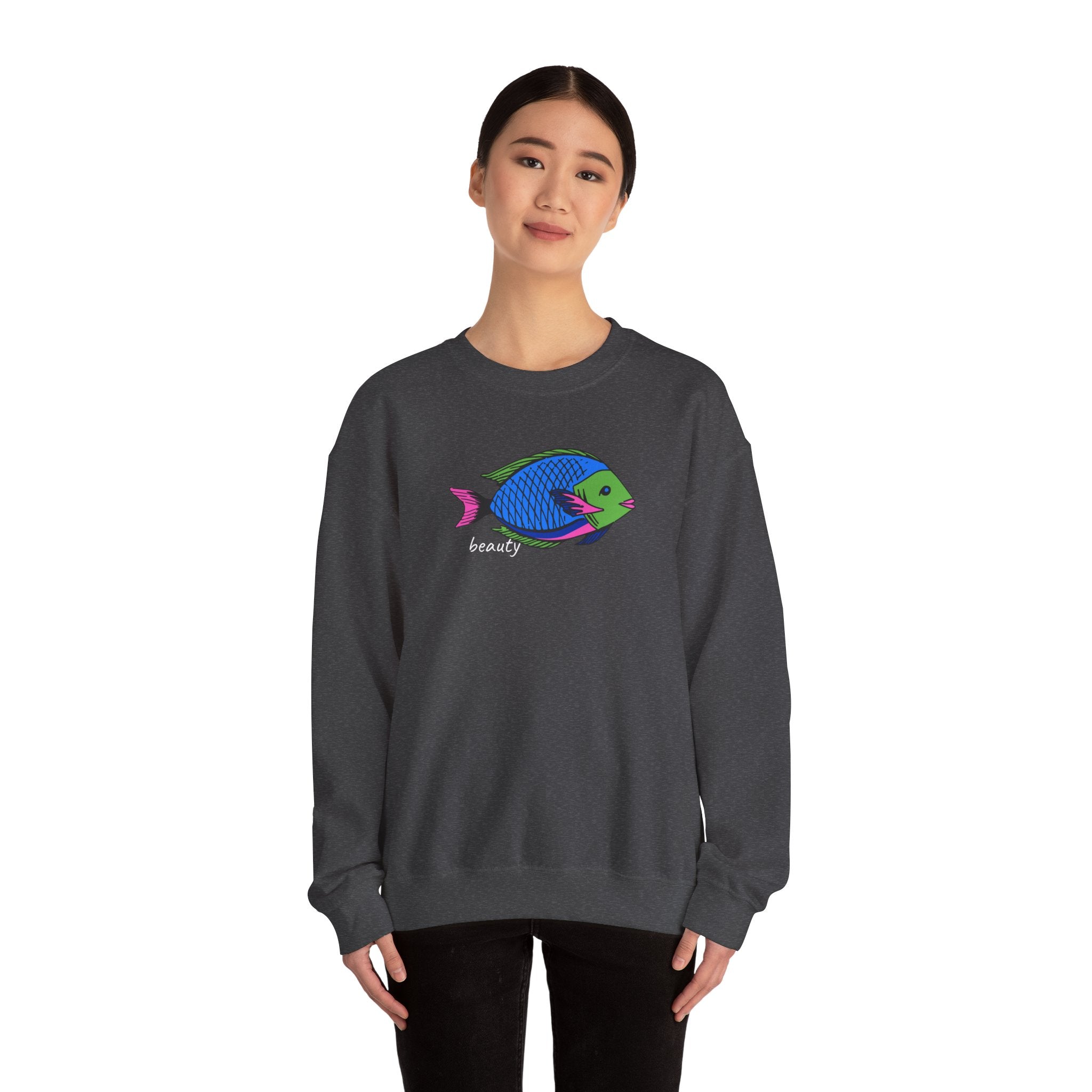 Fish Graphic Sweatshirt — Neon Tropical Fish 'beauty' Crewneck