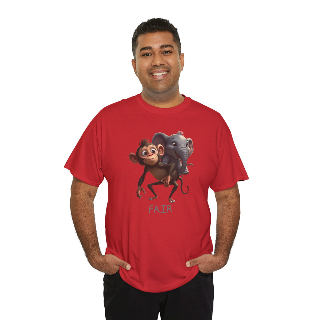 Monkey and Elephant 'Fair' Graphic Tee — Cute Animal Friendship T-Shirt