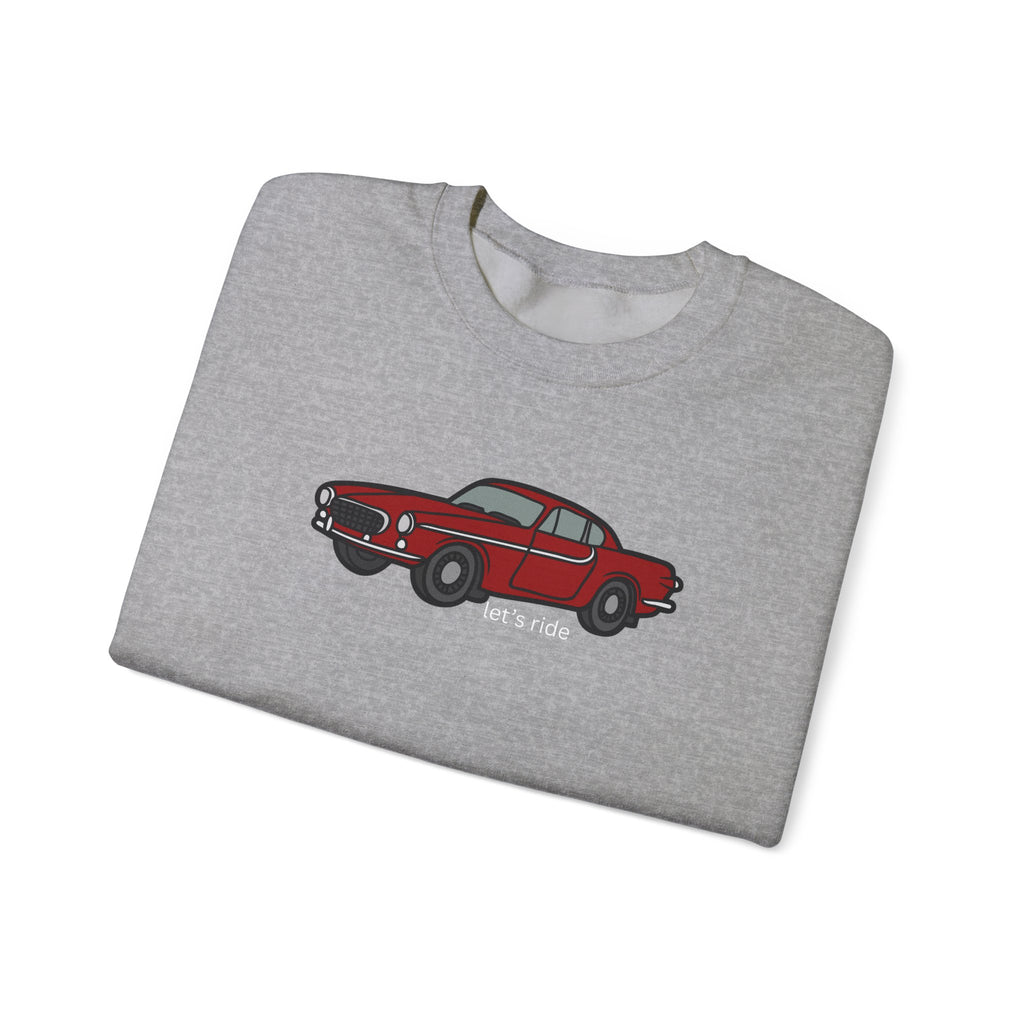 Classic Red Muscle Car Sweatshirt — “let’s ride” Crewneck