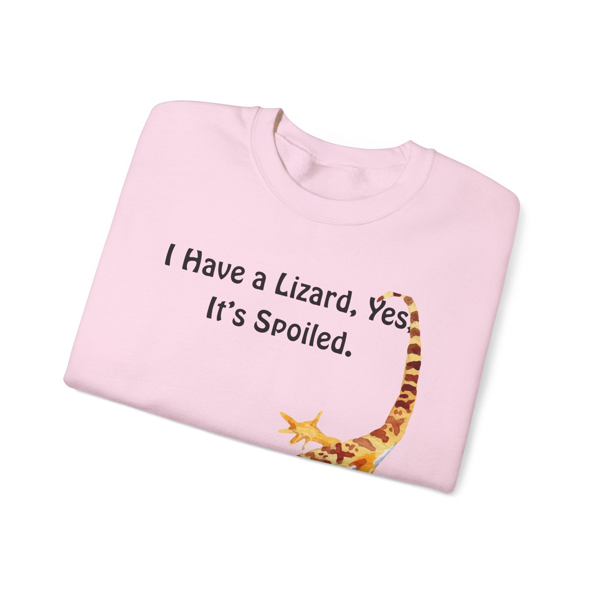 Leopard Gecko Crewneck Sweatshirt - "I Have a Lizard. Yes. It's Spoiled." Cute Pet Reptile Sweatshirt
