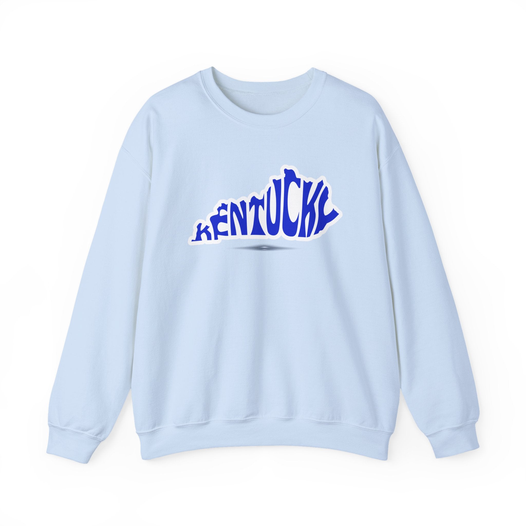 Kentucky State Outline Crewneck Sweatshirt — Blue 'Kentucky' Typography