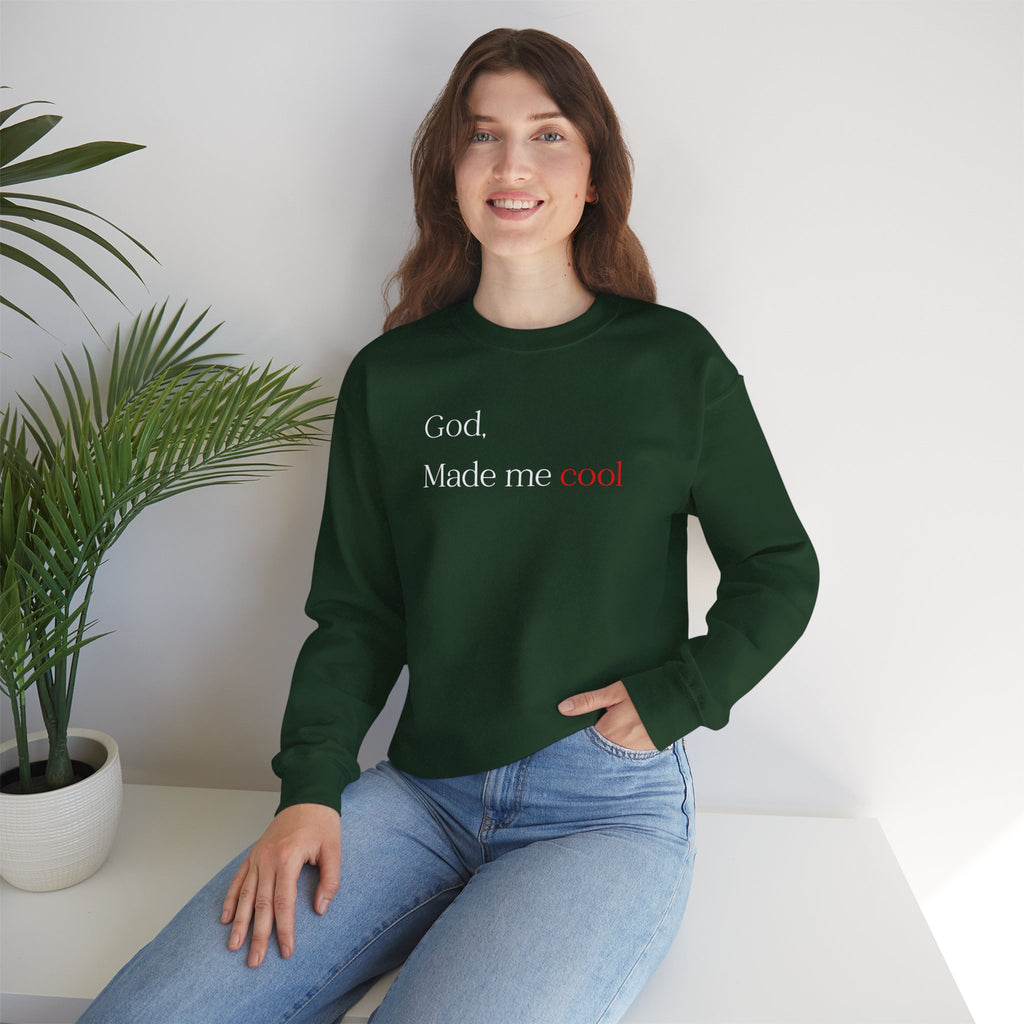 Sweatshirt — "God. Made Me Cool" Minimal Faith Crewneck