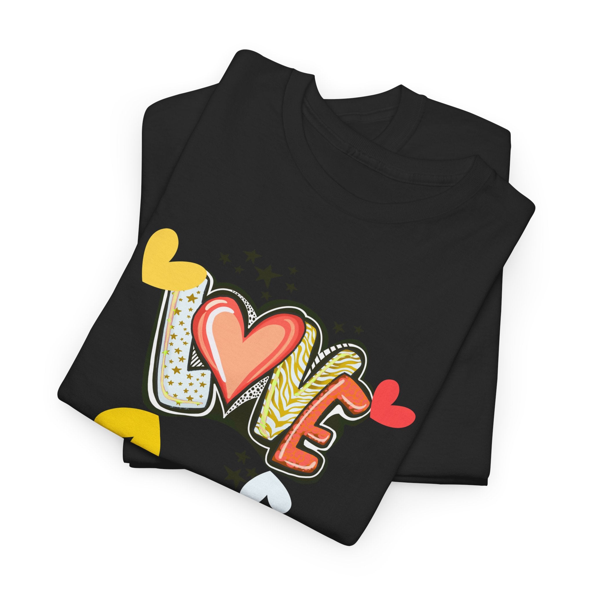 Love Heart Graphic Tee — Retro Doodle "LOVE" Design