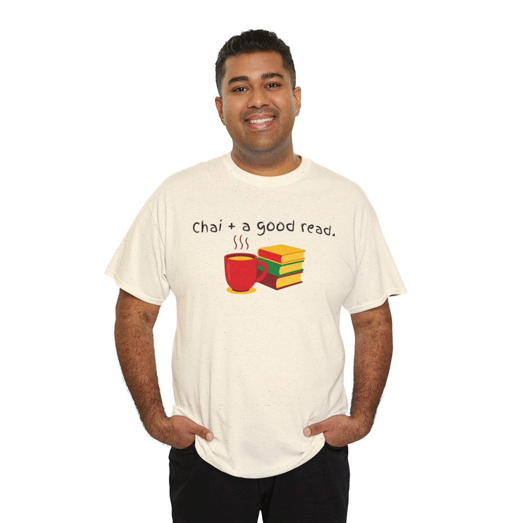 Chai + A Good Read T-Shirt — Tea & Books Graphic Tee for Book Lovers