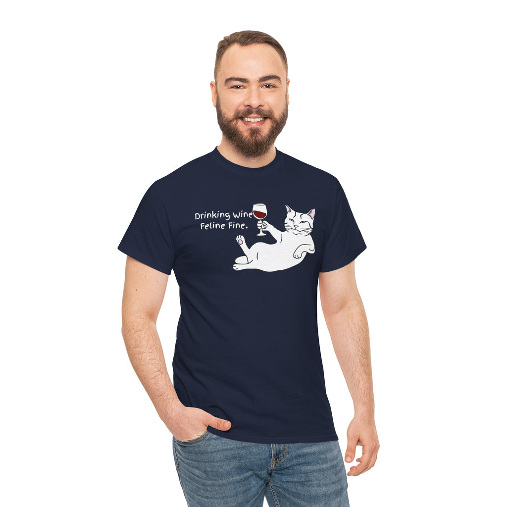 Drinking Wine, Feline Fine Cat Tee