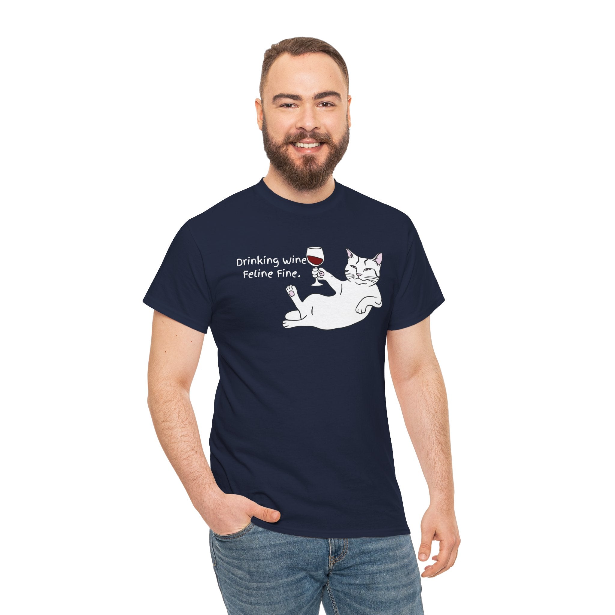 Drinking Wine, Feline Fine Cat Tee