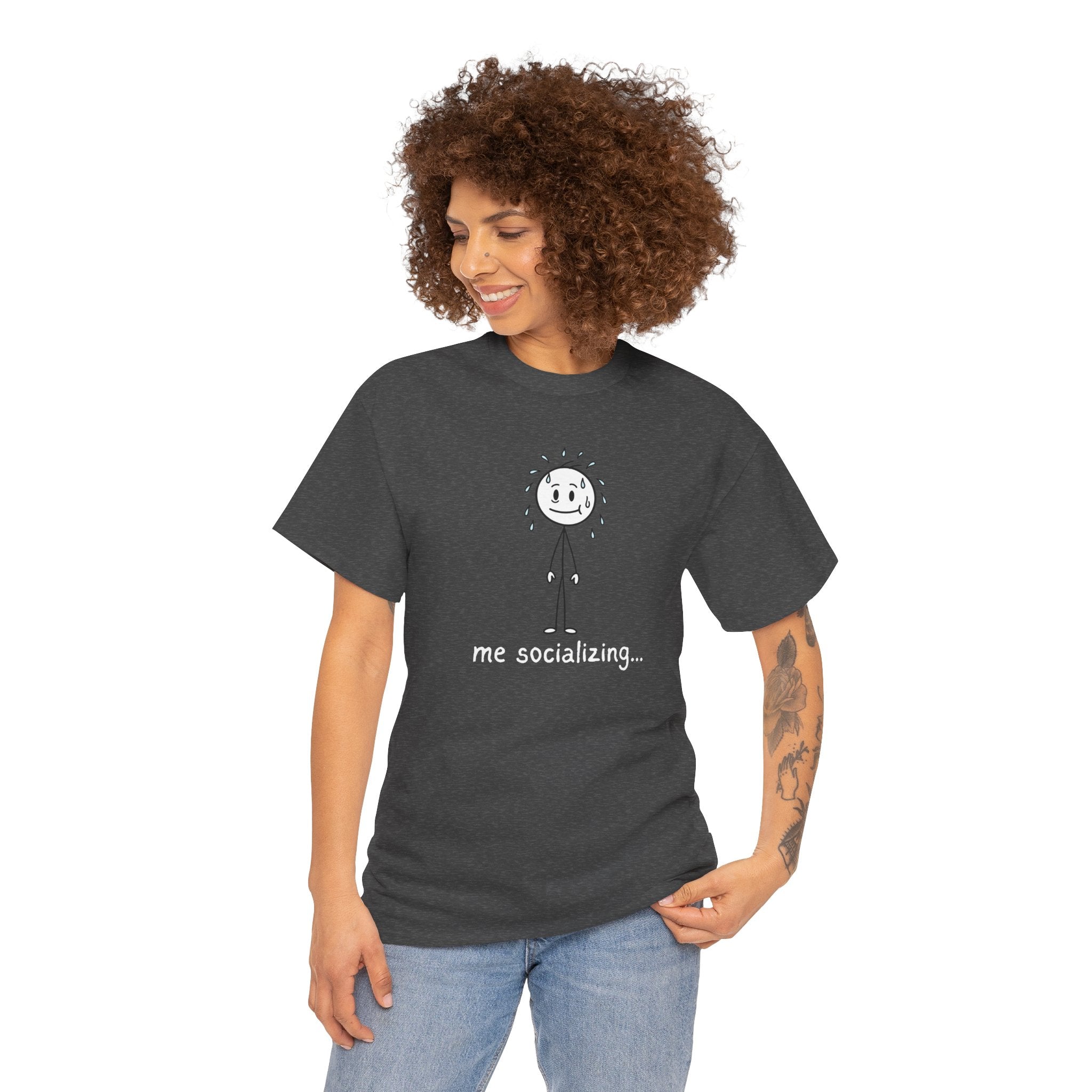 Me Socializing T-Shirt — Funny Introvert Stick Figure Tee