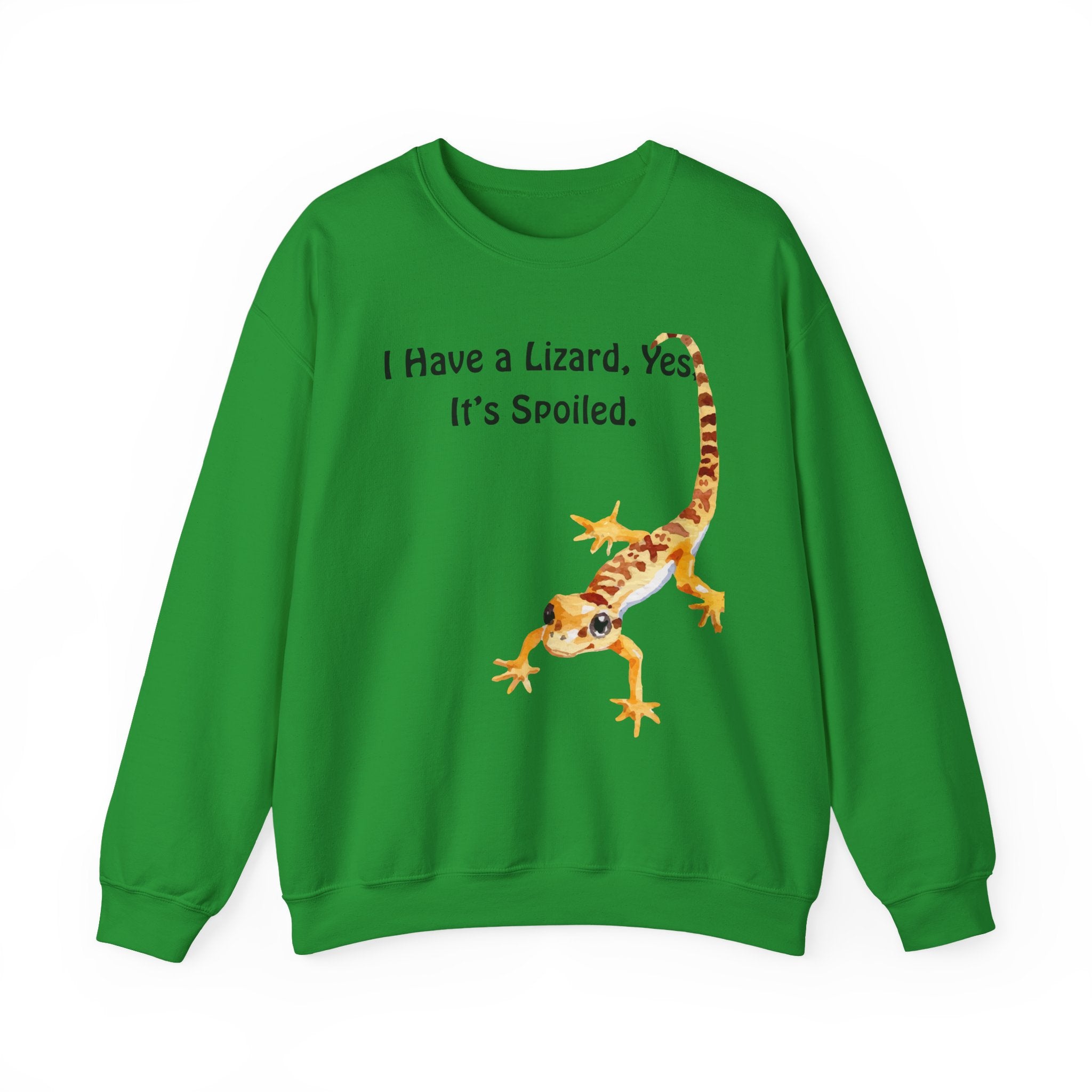 Leopard Gecko Crewneck Sweatshirt - "I Have a Lizard. Yes. It's Spoiled." Cute Pet Reptile Sweatshirt