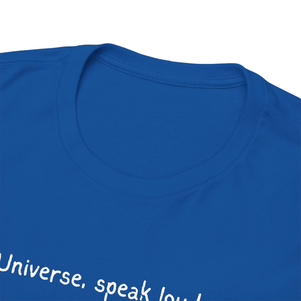 'Universe, Speak Louder' Black Graphic Tee Tag