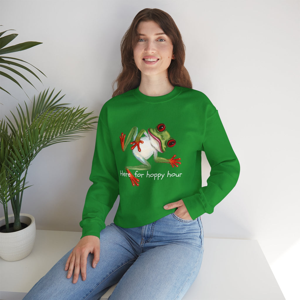 Frog 'Here for Hoppy Hour' Crewneck Sweatshirt