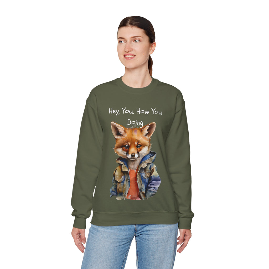 Fox Graphic Crewneck Sweatshirt — "Hey, You. How You Doing" Cozy Pullover
