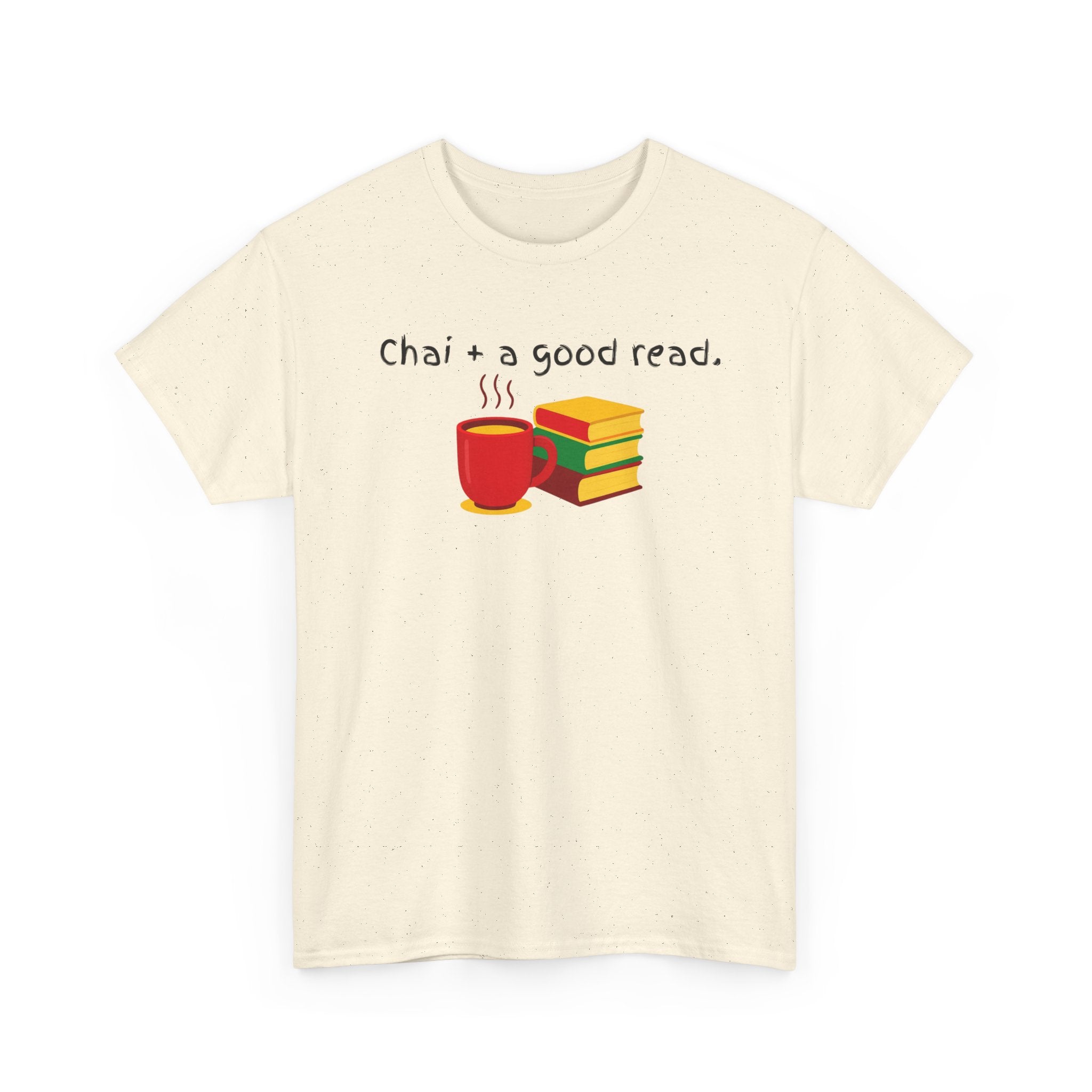 Chai + A Good Read T-Shirt — Tea & Books Graphic Tee for Book Lovers