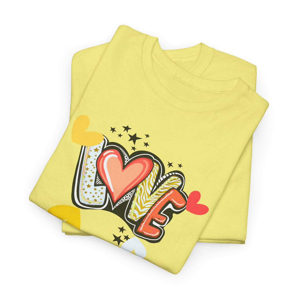 Love Heart Graphic Tee — Retro Doodle "LOVE" Design