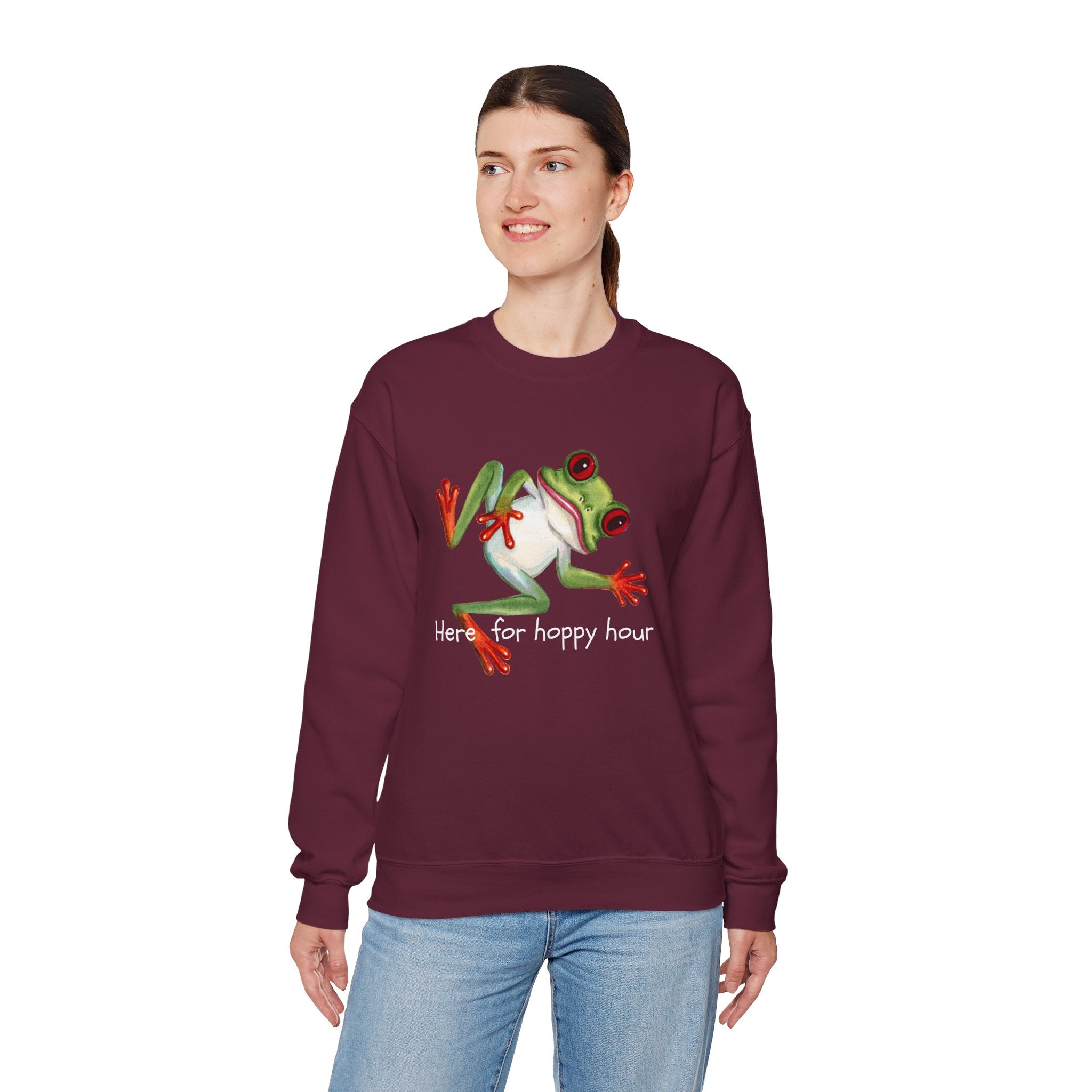 Frog 'Here for Hoppy Hour' Crewneck Sweatshirt