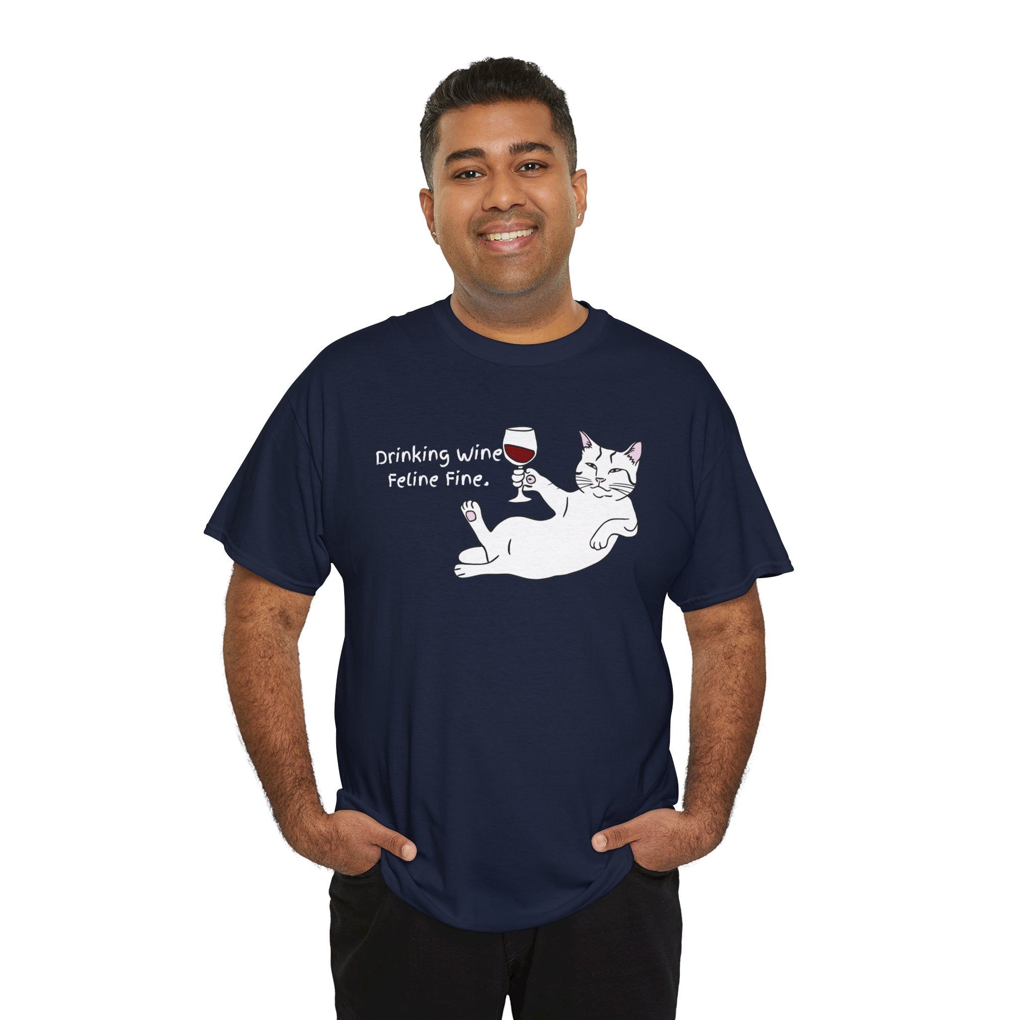 Drinking Wine, Feline Fine Cat Tee