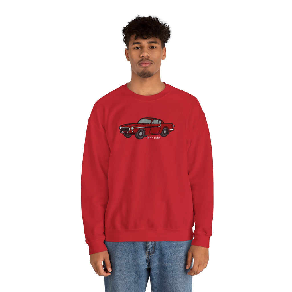 Classic Red Muscle Car Sweatshirt — “let’s ride” Crewneck