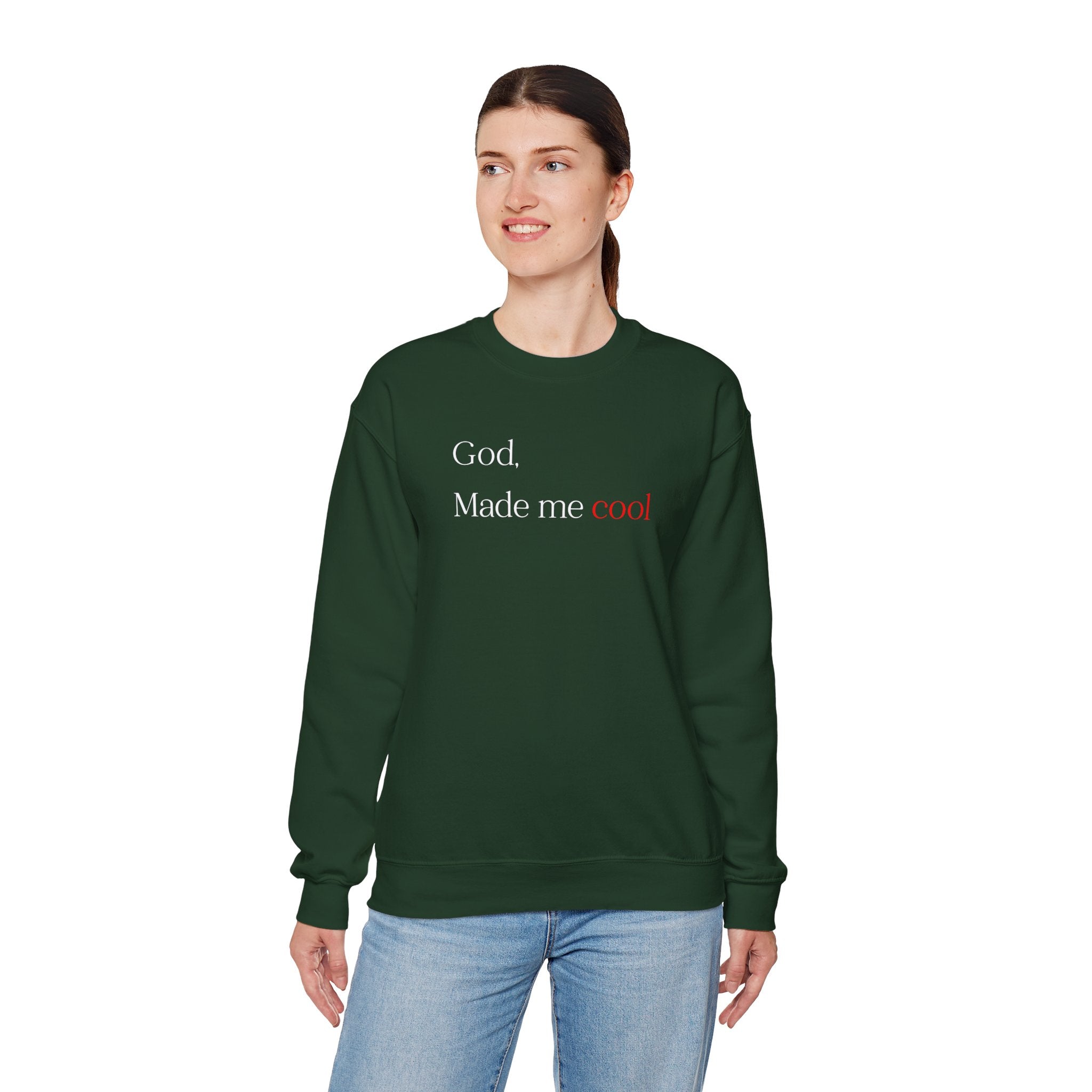 Sweatshirt — "God. Made Me Cool" Minimal Faith Crewneck