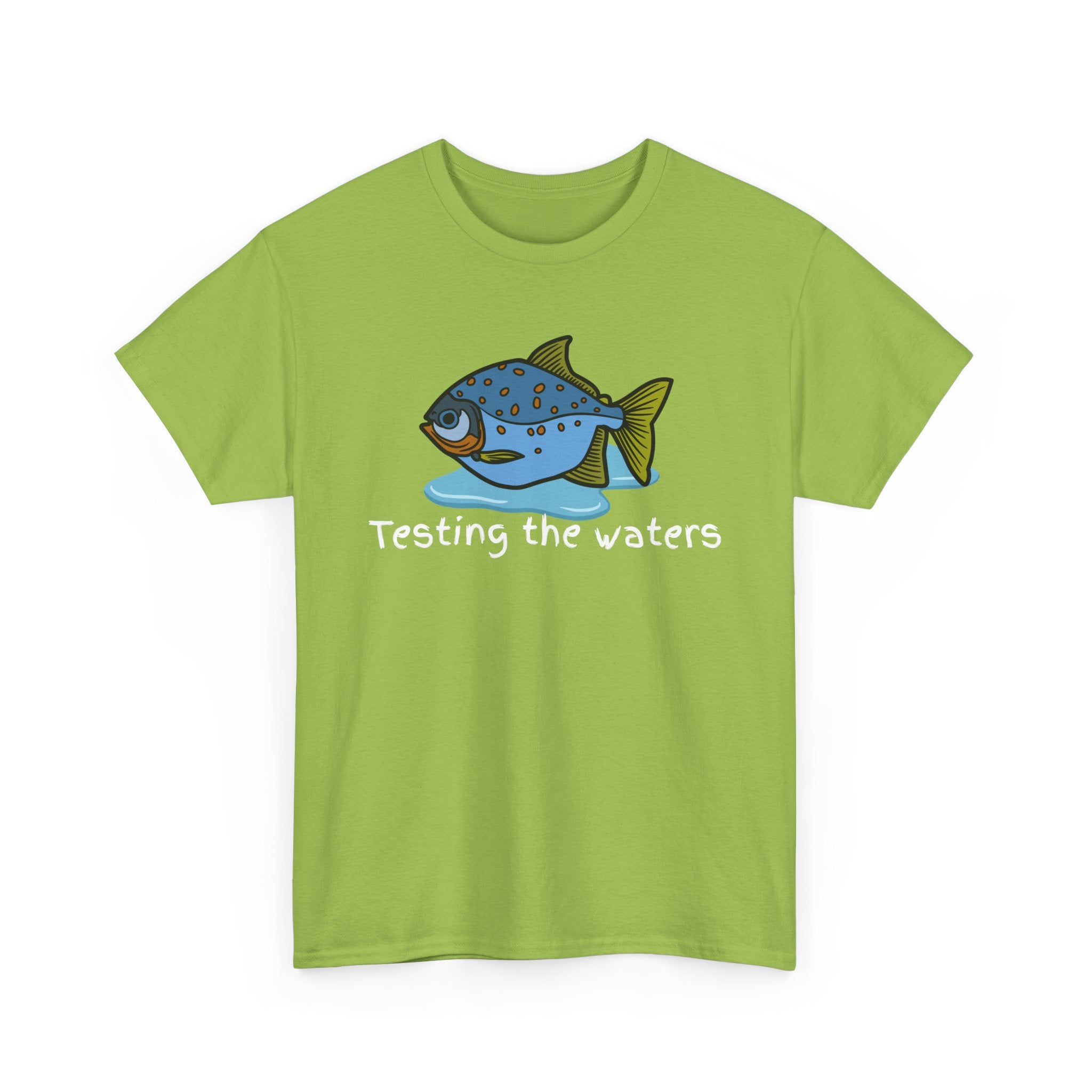 Fishing T‑Shirt — 'Testing the Waters' Blue Fish Tee