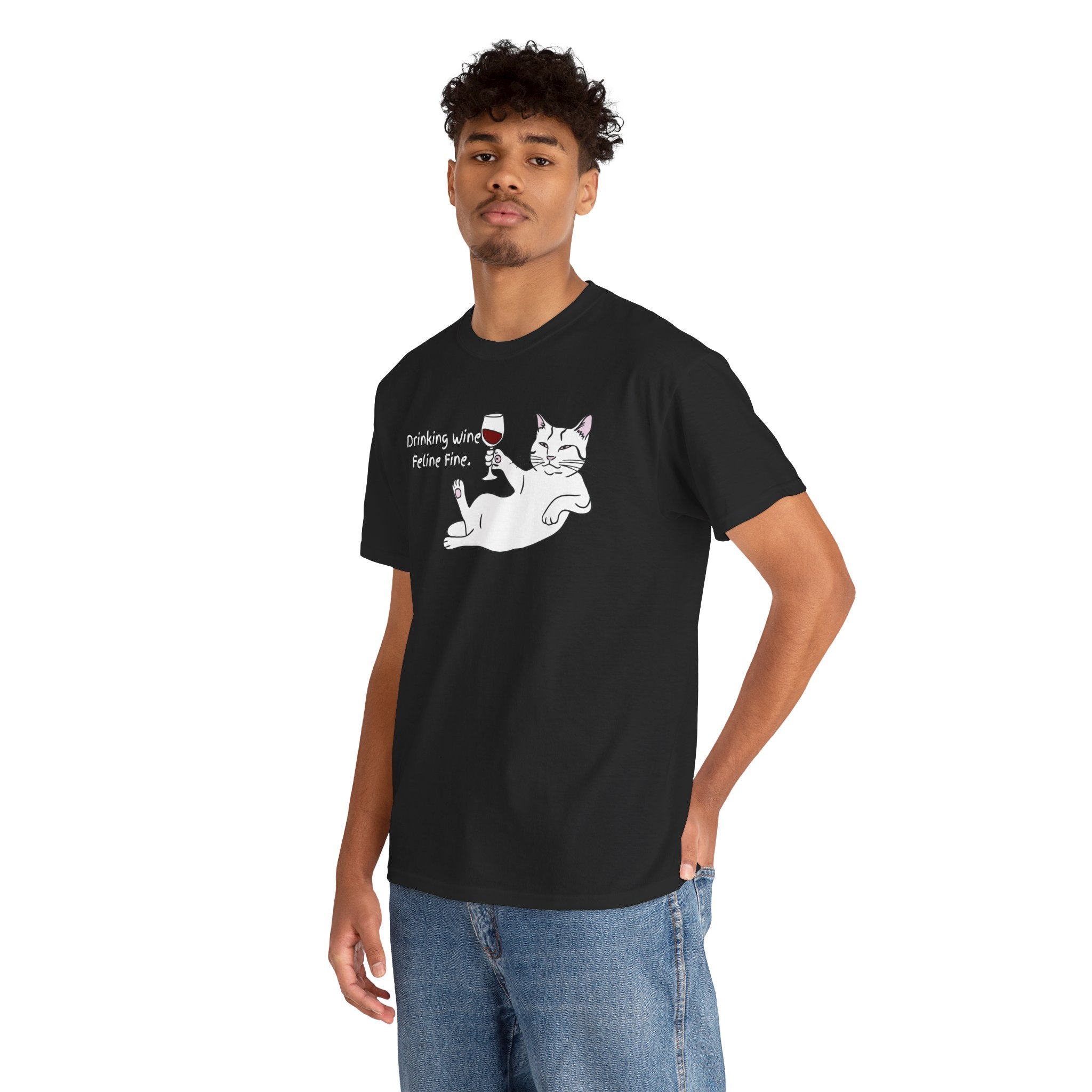 Drinking Wine, Feline Fine Cat Tee