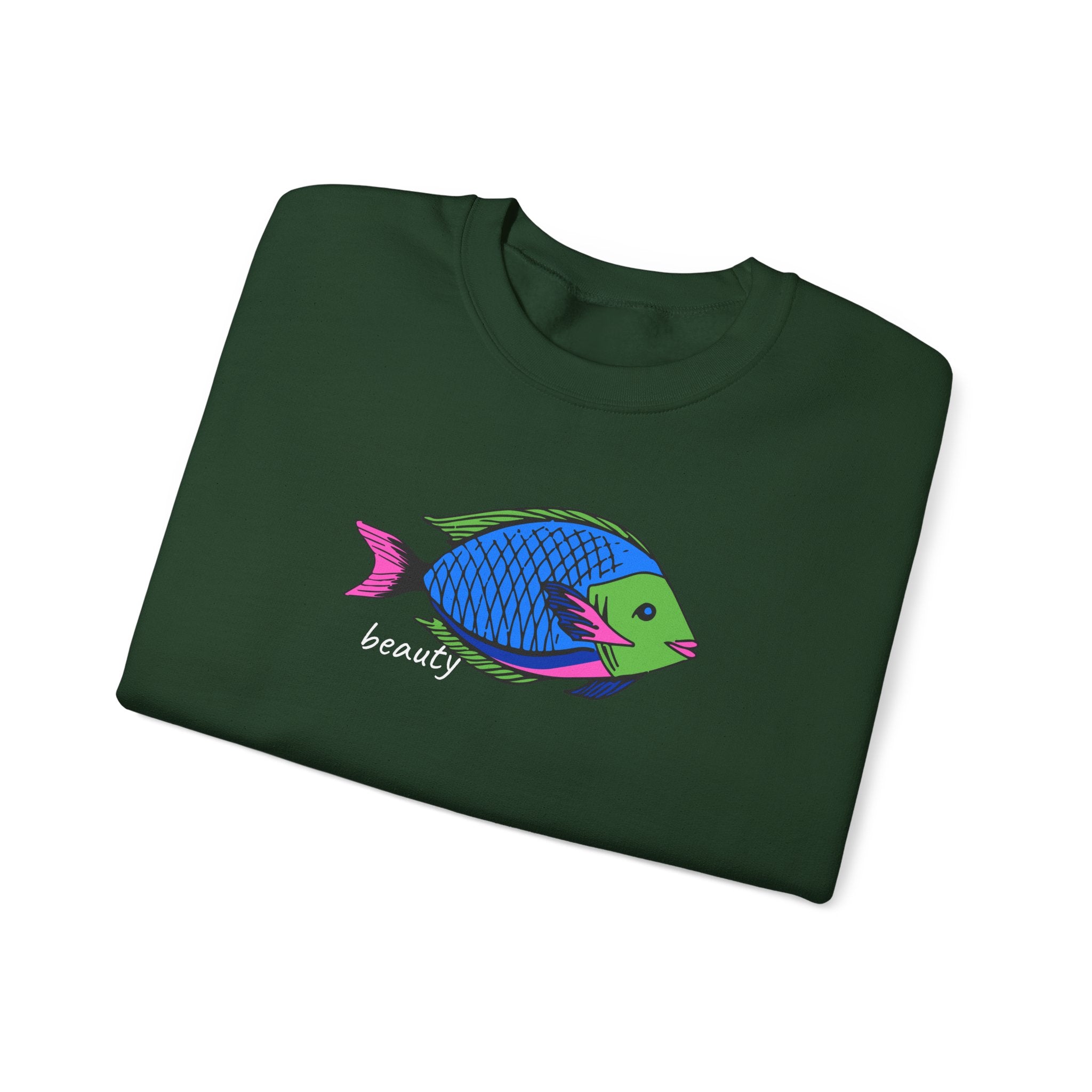 Fish Graphic Sweatshirt — Neon Tropical Fish 'beauty' Crewneck