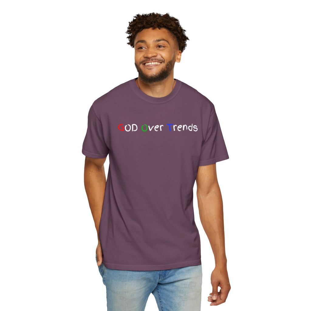 God Over Trends Tee — Retro Colorful Graphic T‑Shirt