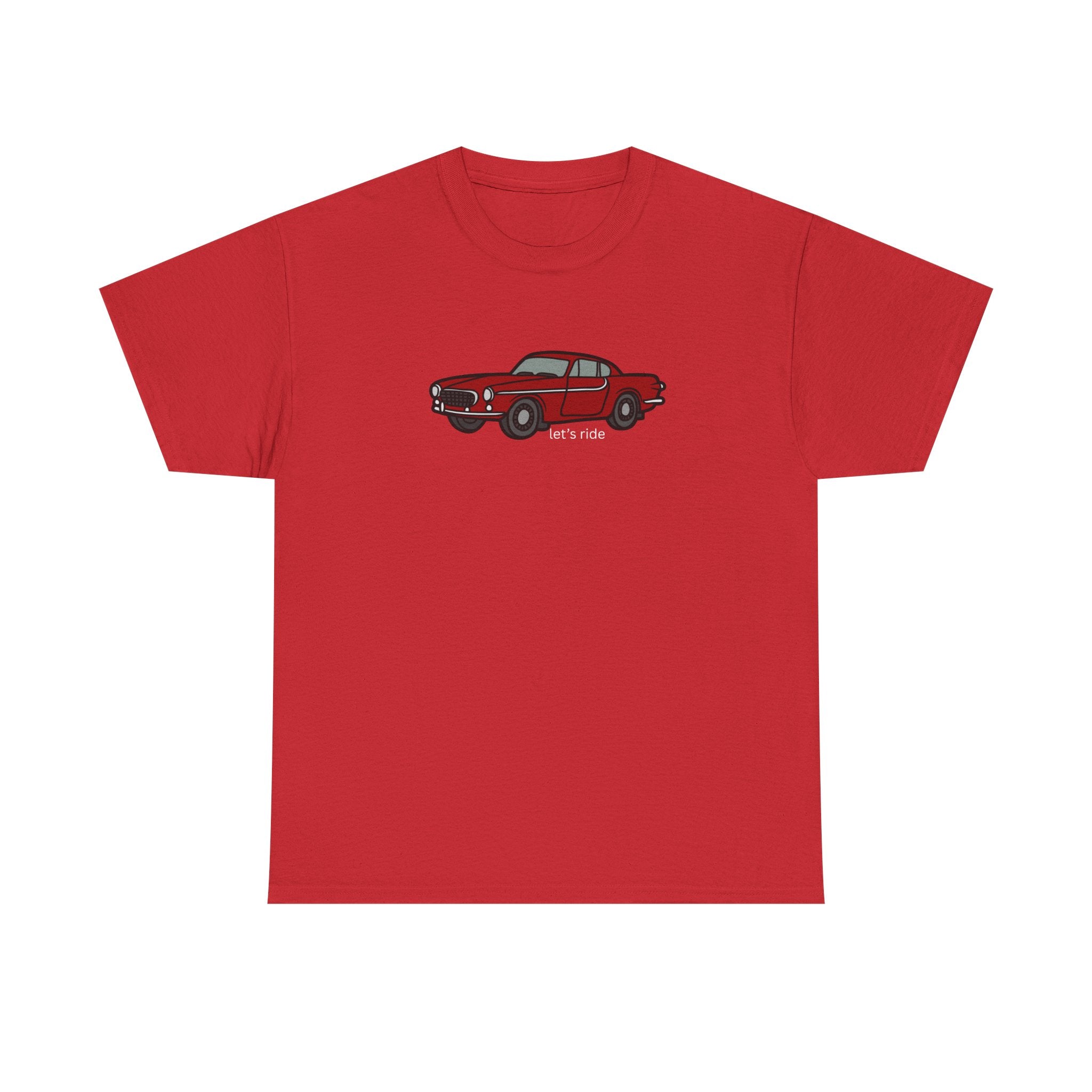 Classic Red Mustang Tee — "let's ride" Vintage Car T-Shirt