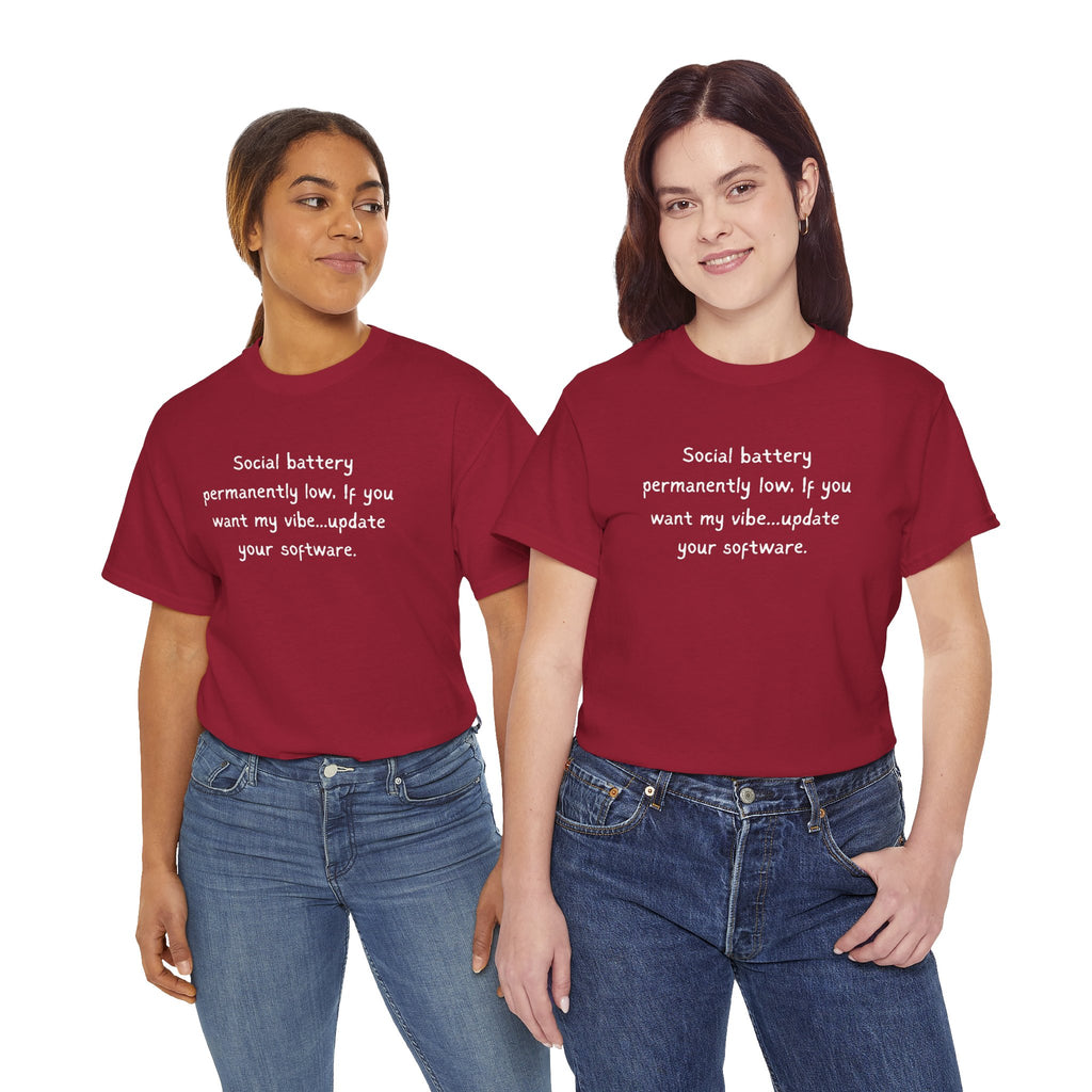 Social Battery Permanently Low Tee — Introvert Humor Cotton T-Shirt