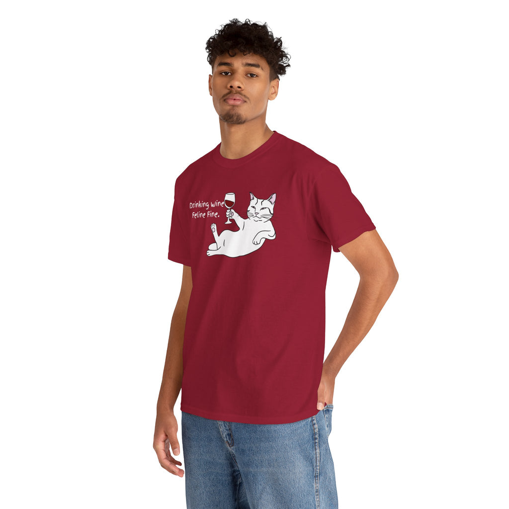 Drinking Wine, Feline Fine Cat Tee