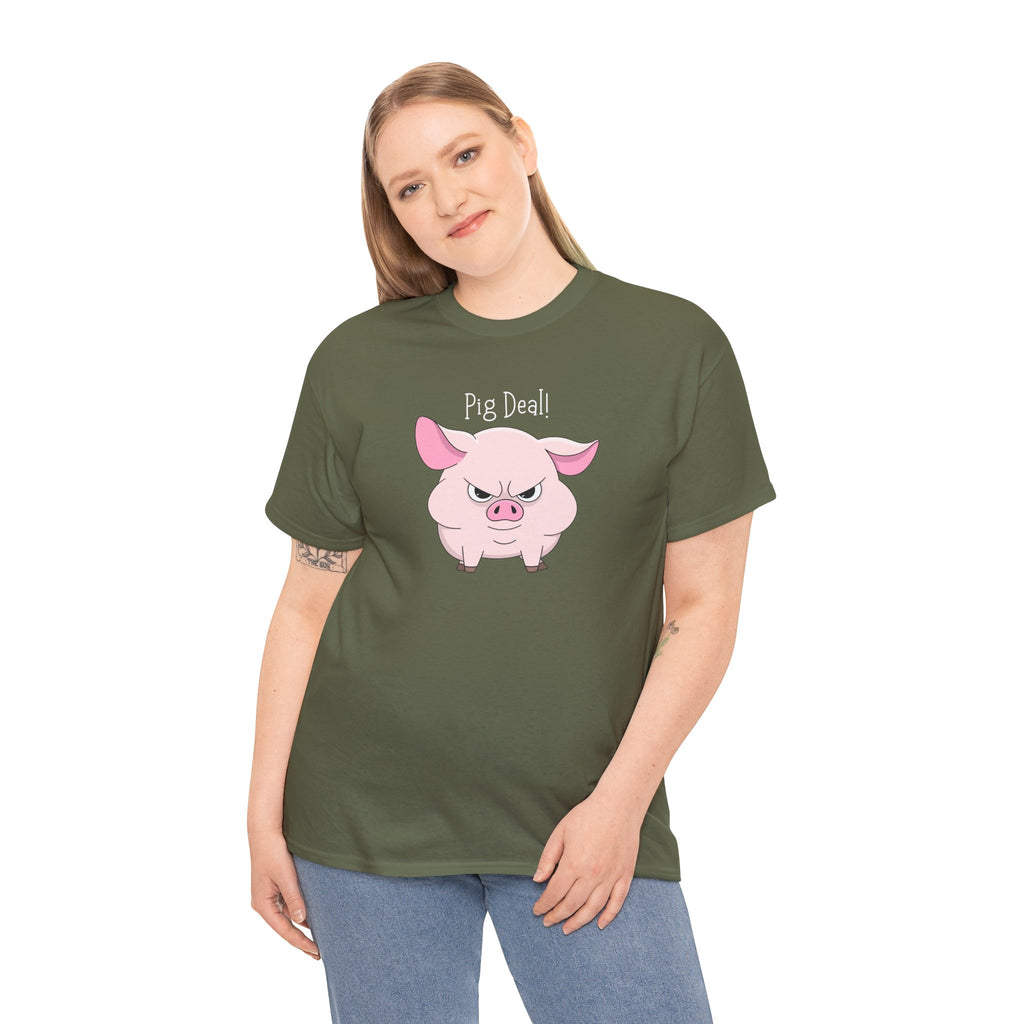 Pig Deal! Cute Angry Pig Graphic Tee — Funny Farm Animal T-Shirt