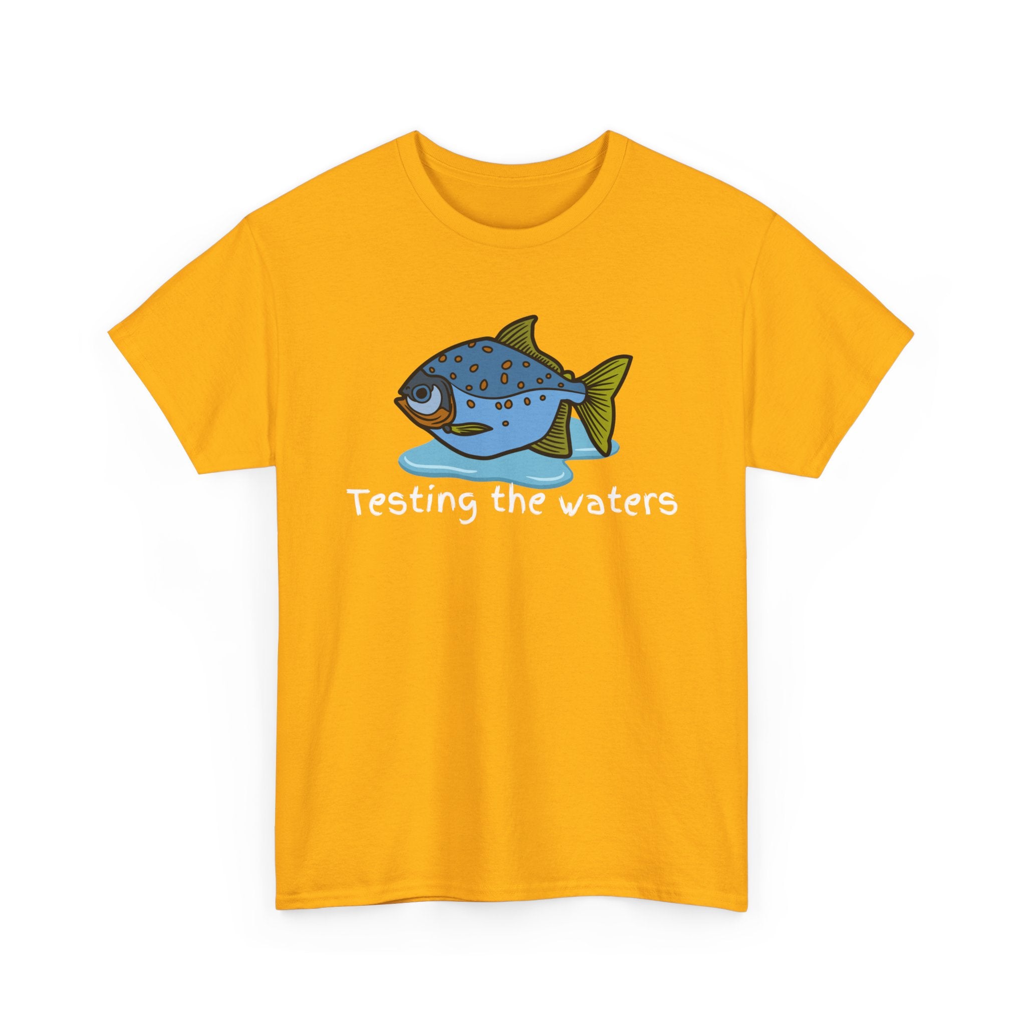 Fishing T‑Shirt — 'Testing the Waters' Blue Fish Tee