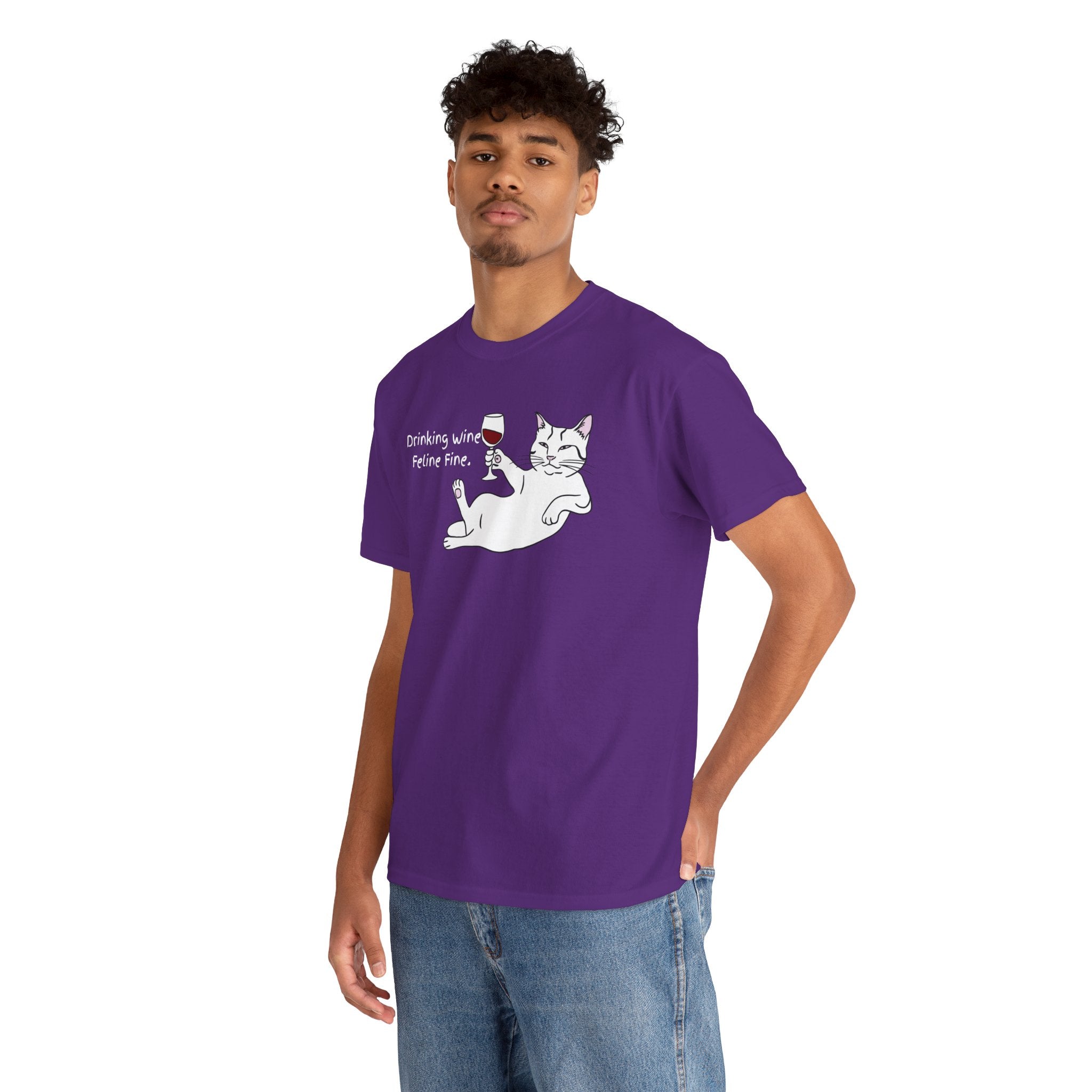Drinking Wine, Feline Fine Cat Tee