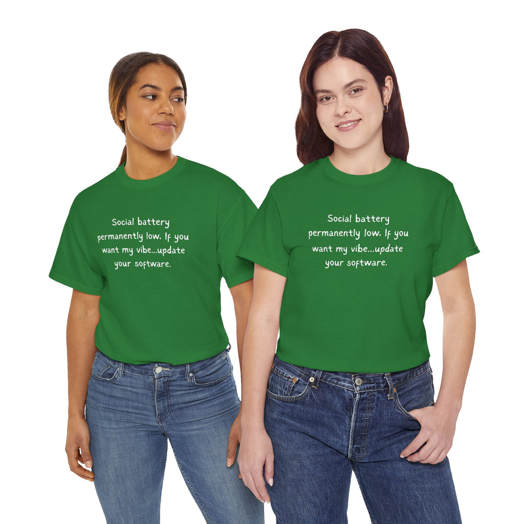 Social Battery Permanently Low Tee — Introvert Humor Cotton T-Shirt